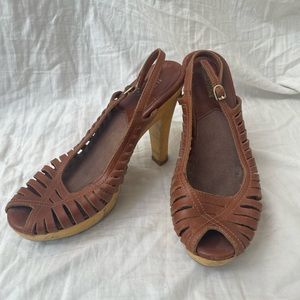 Michael Kors Leather Peep Toe Heels Sz 8.5